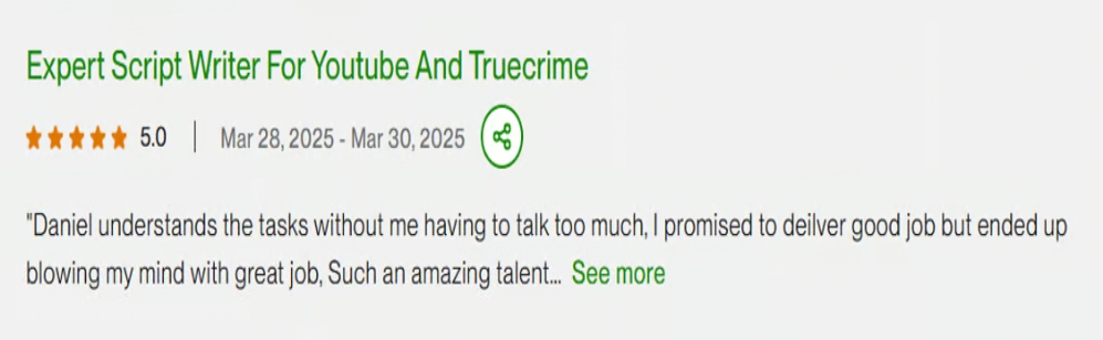 Expert Script Writer For YouTube and TrueCrime